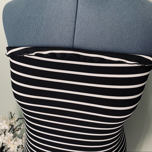 Boohoo Ribbed Striped Tube Dress SIze 18 - Picture 2 of 4